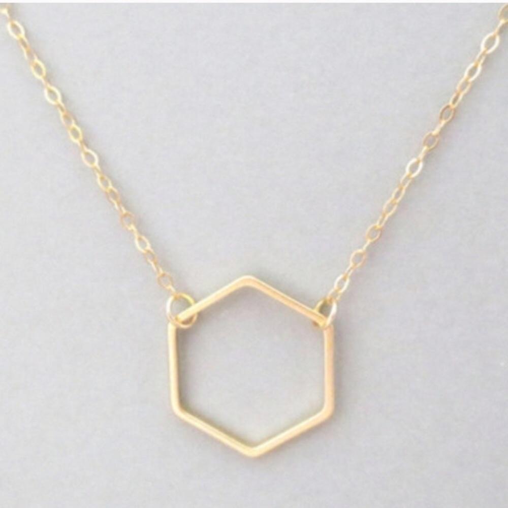 Dainty Hexagon Pendent Necklace - Picture 3 of 3